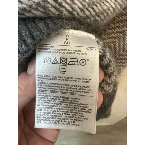 Banana Republic Herringbone Cardigan Grey Mohair Wool Size Small Sweater Long - Picture 4 of 4